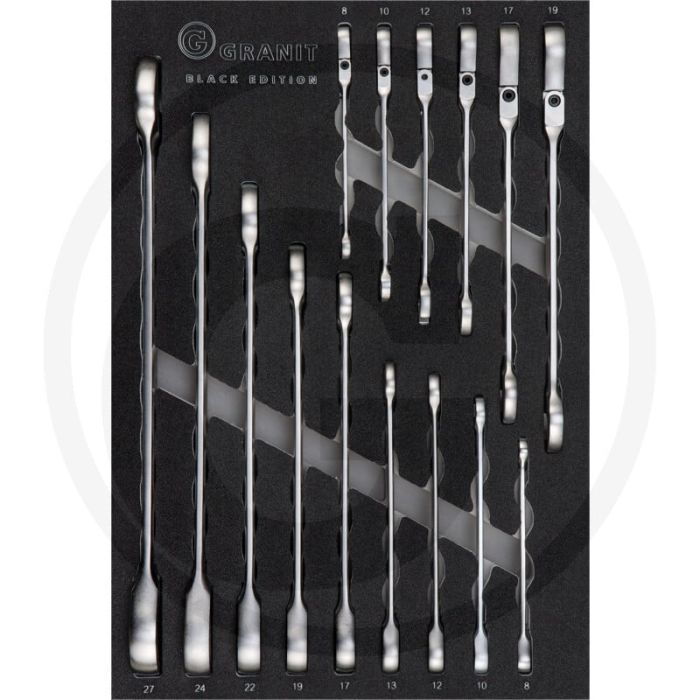 Black edition black edition moduleset ringratelsleutels 15-delig, metrisch - afmetingen: 280 x 407 x 40
