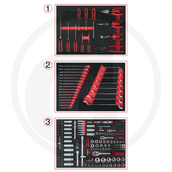Ks tools gereedschapsmodule-set, premium 215-delig - 179-delig dopsleutelset 1/4”, 3/8”, 1/2” Ks tools gereedschapsmodule-set, premium 215-delig - 179-delig dopsleutelset 1/4”, 3/8”, 1/2”