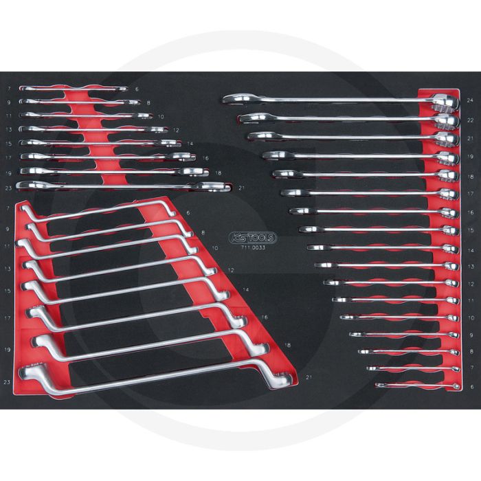 Ks tools sleutelset 33-delig in 1/1 module: ringsteeksleutel, dubbele steeksleutel, dubbele ringsleutel