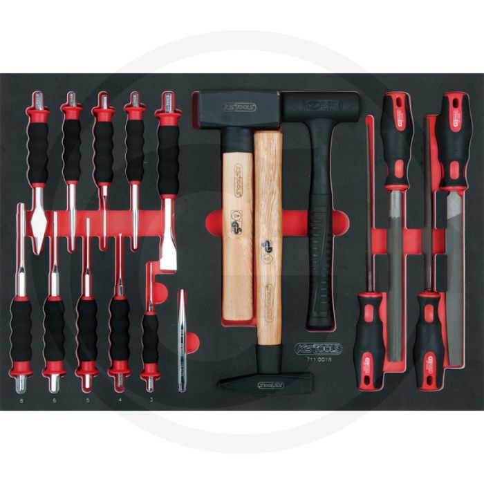 Ks tools set van vijlen, beitels en hamers 18-delig - inclusief 1/1 module Ks tools set van vijlen, beitels en hamers 18-delig - inclusief 1/1 module