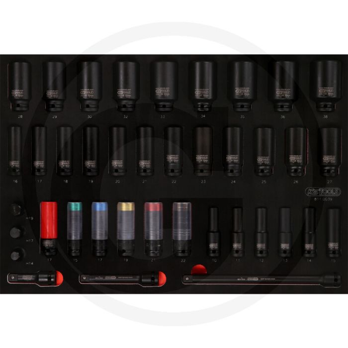 Ks tools einlage kraft-stecknüsse 39-teilig - 1/2" - Öl- und chemikalienbeständig