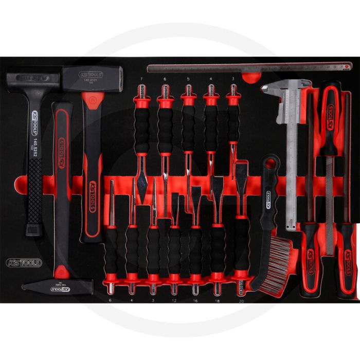 Ks tools einlage hammer, meißel, pfeile 21-teilig - Öl- und chemikalienbeständig - 561mm x 388mm - 4970g Ks tools einlage hammer, meißel, pfeile 21-teilig - Öl- und chemikalienbeständig - 561mm x 388mm - 4970g