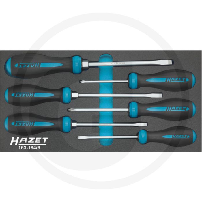 Hazet hexanamic® schroevendraaierset 6-delig - 3-componenten-greep, zaagsnede en kruiskop profiel