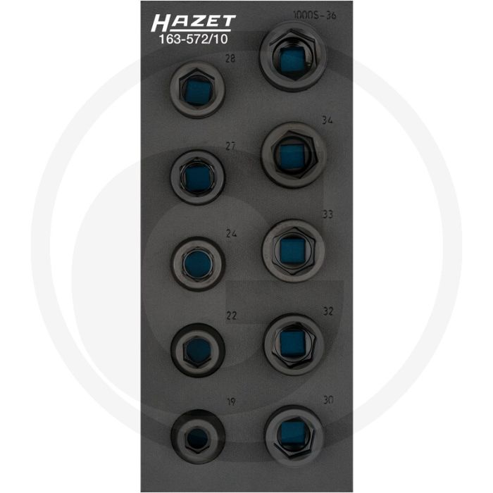 Hazet krachtdopsleutelset 10-delig 20 mm (3/4") - buiten 6-kant profiel 19-36 mm