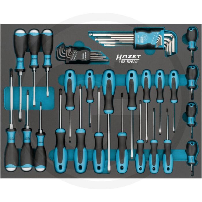 Hazet schraubendreher-satz 41-teilig - schlitz, kreuzschlitz, torx, sechskant - 392x519 mm