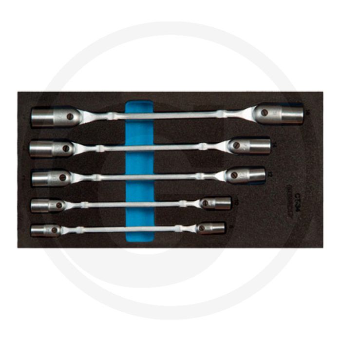 Gedore dubbele kniegewrichtsleutelset ct-module 5-delig: sleutelmaten 8x9, 10x11, 12x13, 14x15, 16x17 mm