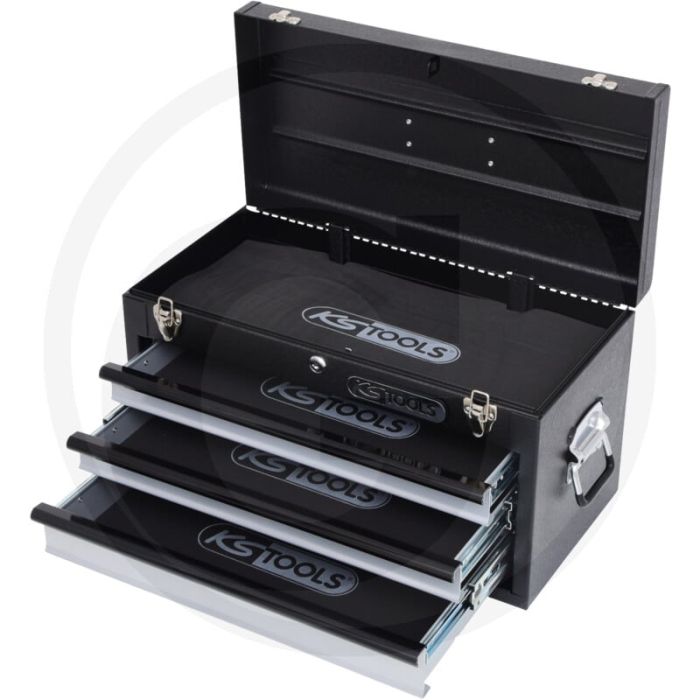 Ks tools gereedschapskist met 3 schuifladen zwart, l508 x h255 x b303 mm - draagvermogen 50kg