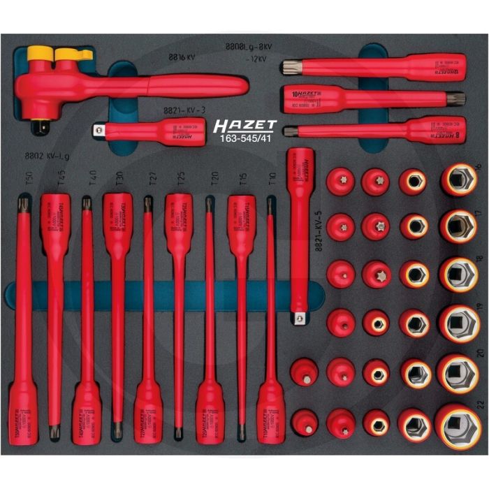 Hazet werkzeug-satz 41-teilig - vierkant 10 mm (3/8 zoll) - schutzisolierung bis 1000v Hazet werkzeug-satz 41-teilig - vierkant 10 mm (3/8 zoll) - schutzisolierung bis 1000v