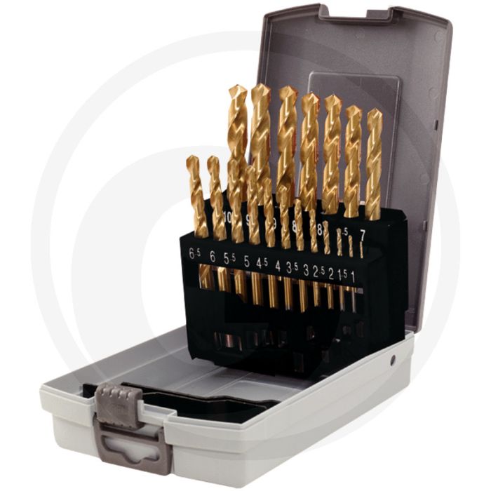 Ks tools hss tin spiral drill set 19-piece in plastic case - drill Ø 1-10mm