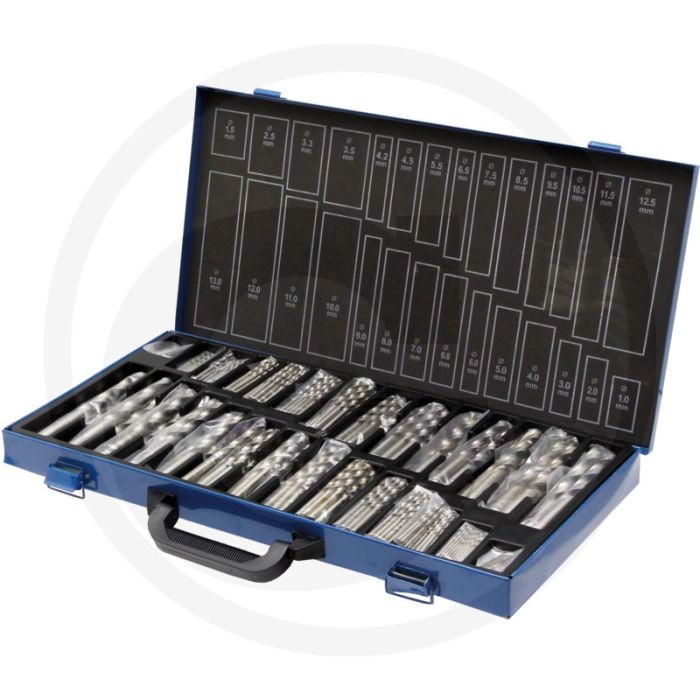 Hss-g metaalspiraalboren 210-delig in metalen koffer, diverse maten 1-13 mm