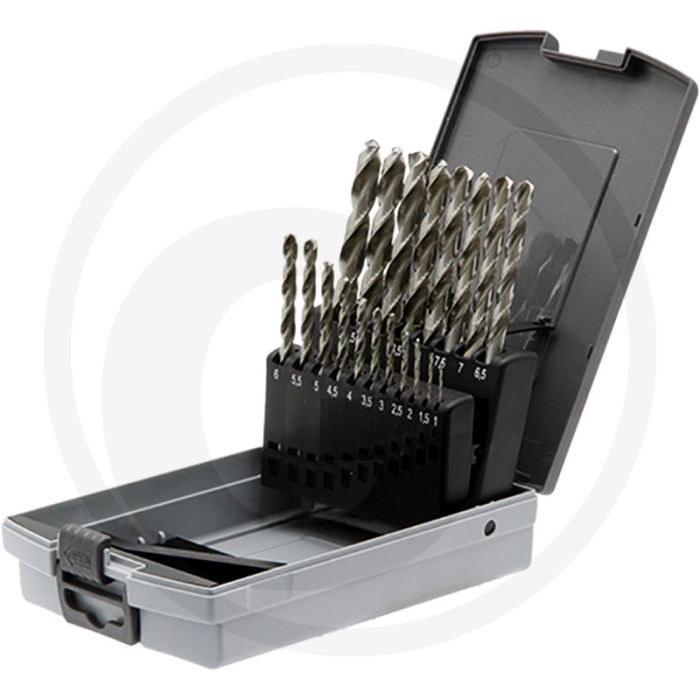 Hss-g metaalspiraalboor din338 19-delig, boor Ø: 1-10 mm