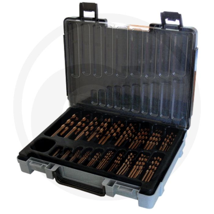 Jeu de forets hélicoïdaux en acier HSS-Co, 170 pièces - Ø 1-8 x 0,5 mm, Ø 8,5-10 x 0,5 mm Jeu de forets hélicoïdaux en acier HSS-Co, 170 pièces - Ø 1-8 x 0,5 mm, Ø 8,5-10 x 0,5 mm