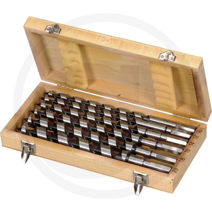 Slangenborenset 6-delig in houten cassette, lengte 320mm