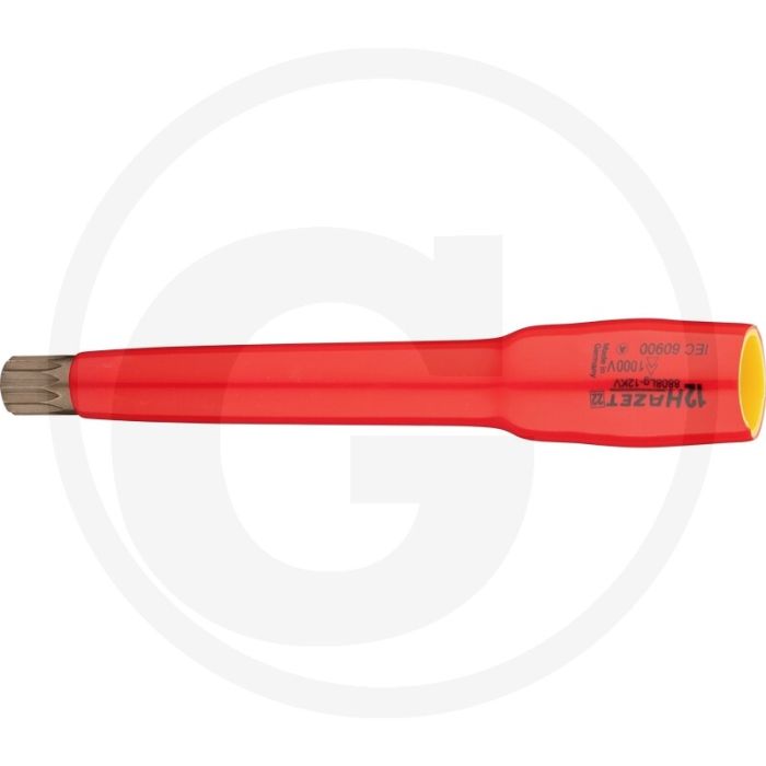 Hazet schraubendreher-einsatz vierkant 10 mm (3/8 zoll), innen vielzahn profil xzn, m12 - lange ausführung, schutzisoliert, made in germany