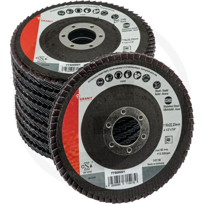 Lamellenschijven 115mm 40 korrelgrootte - schuin - 10 stuks