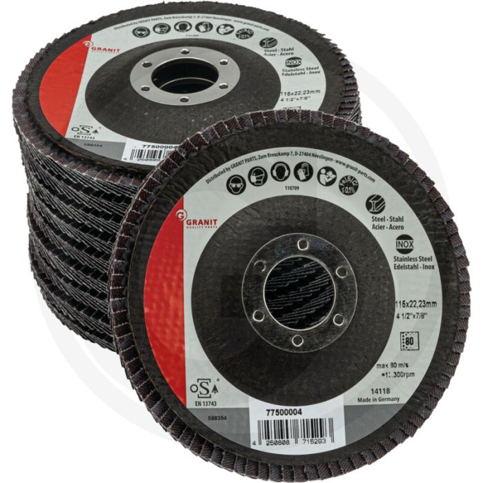 Lamellenschijven 115mm 80 korrelgrootte 10 stuks