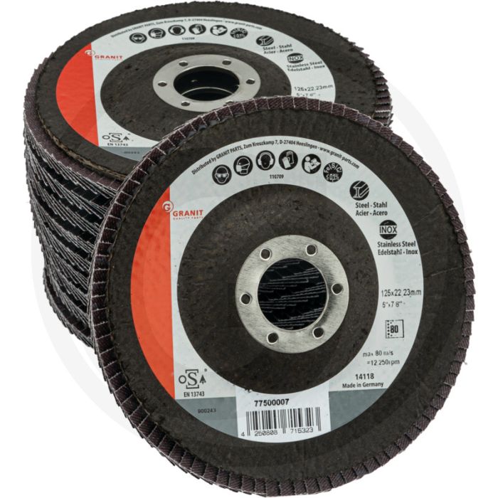 Lamellenschijven Ø125mm korrelgrootte 80 schuin - 10 stuks