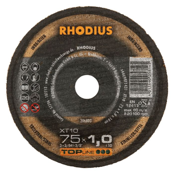 Disque à tronçonner Rhodius xt10 xt10 pour acier inoxydable Ø75x1x10mm