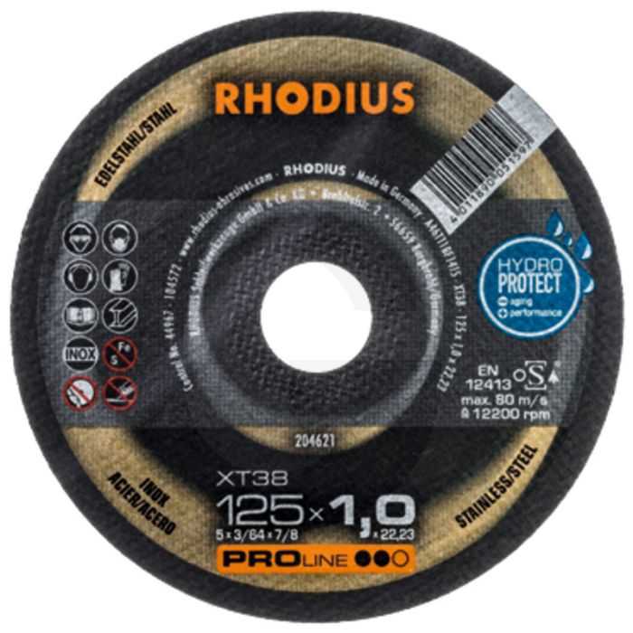Disque à tronçonner Rhodius xt38 pour acier inoxydable 115x1,5x22,2mm