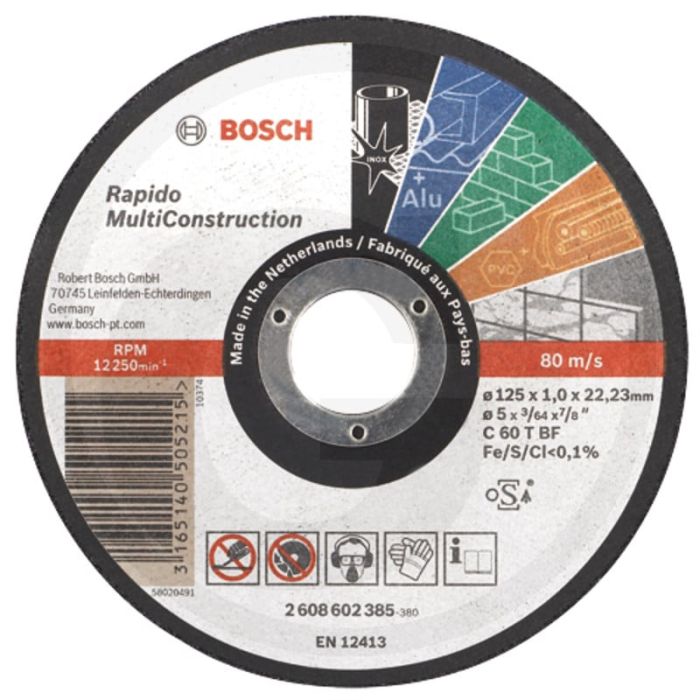 Bosch doorslijpschijf rapido multi construction 125x1,0x22,2mm