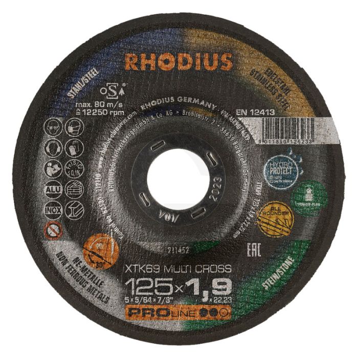 Disque à tronçonner rhodius xtk69 multi cross 115 - courbe 1,9mm d'épaisseur