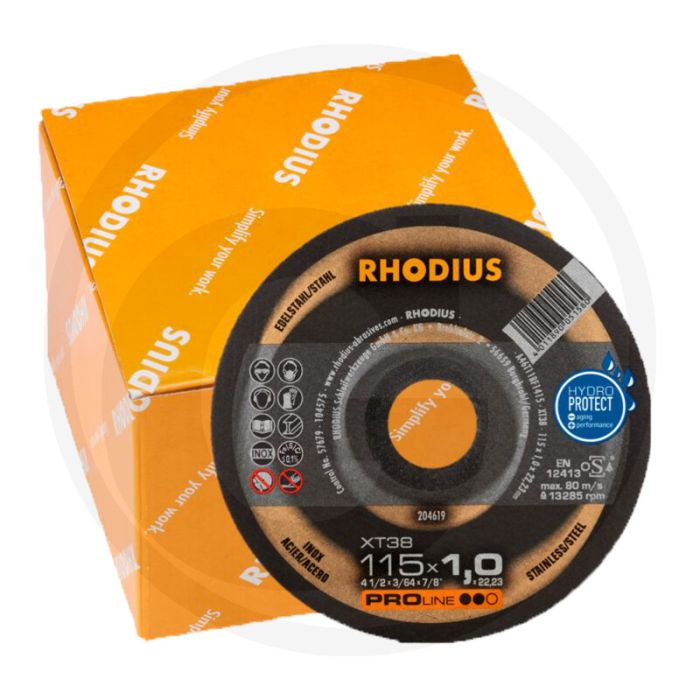 Rhodius meule à tronçonner xt38 multi vpe 50 xt38 pour acier inoxydable 115x1,0x22,2mm