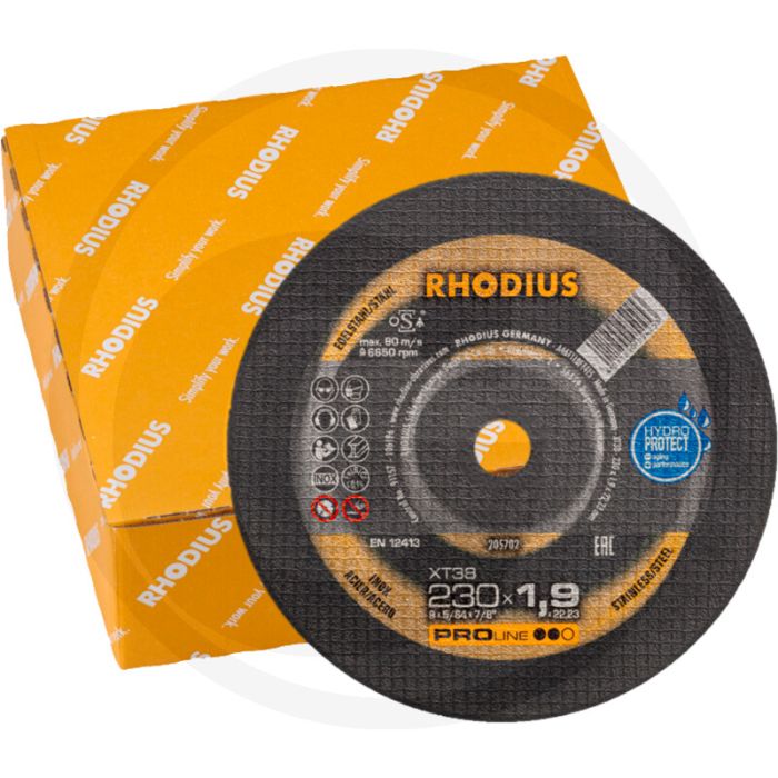 Disque à tronçonner Rhodius xt38 multi vpe 25 xt38 pour acier inoxydable 230x1,9x22,2mm