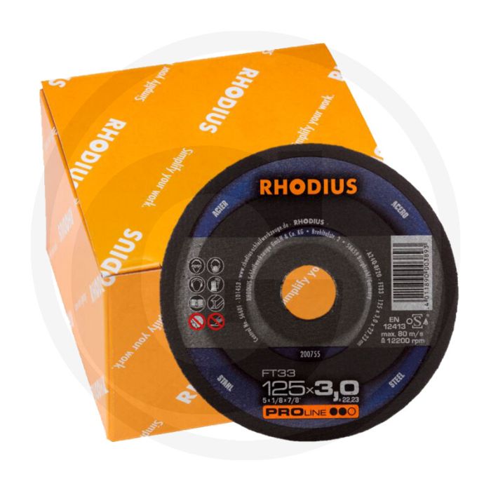 Rhodius rhodius doorslijpschijf ftk33 vpe 25 ftk33 - doorslijpschijf voor staal, Ø125mm, 3mm dikte, 12250 u/min.