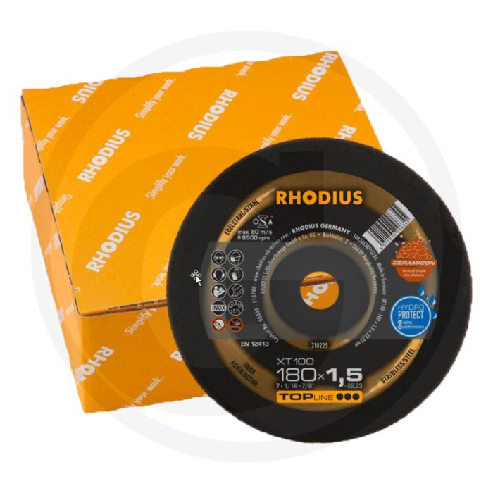 Rhodius rhodius doorslijpschijf xt100 ceramicon, vpe 25 xt100 ceramicon - doorslijpschijf voor rvs, Ø150x1,5x22,2mm