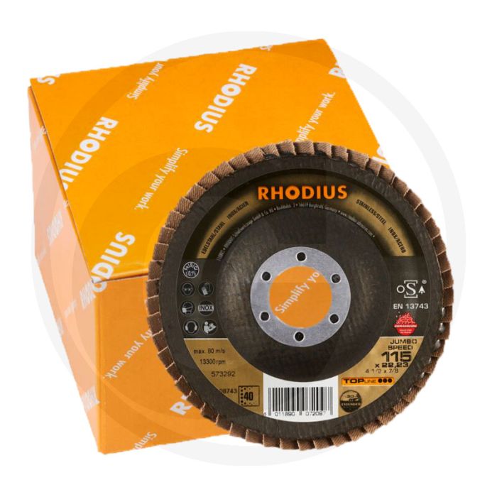 Rhodius rhodius doorslijpschijf xt100 ceramicon, vpe 10 xt100 ceramicon - lamellenschijf Ø115mm, 40 korrelgrootte