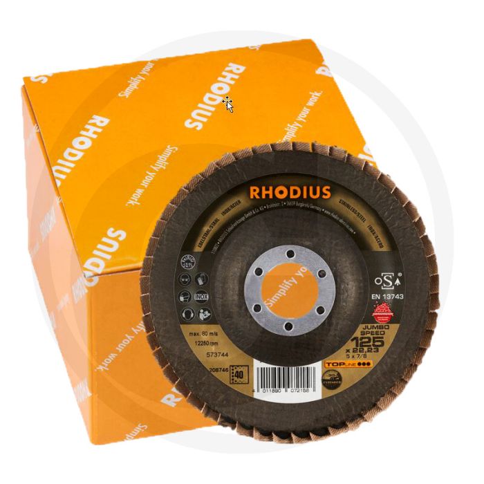 Rhodius rhodius lamellenschijf jumbo speed ceramicon, vp jumbo speed - k 40, Ø125mm, 12250 u/min.