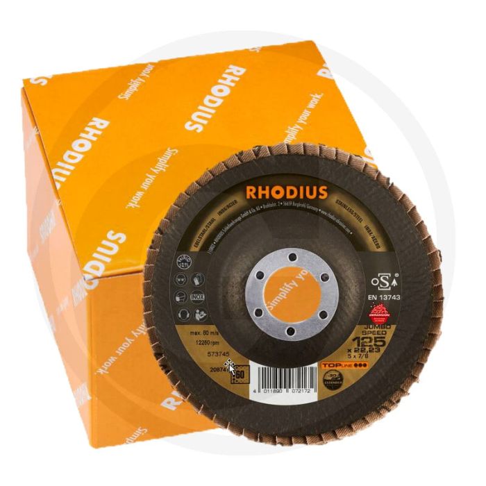 Rhodius rhodius lamellenschijf jumbo speed ceramicon, vp jumbo speed - Ø125mm k 60 schuin