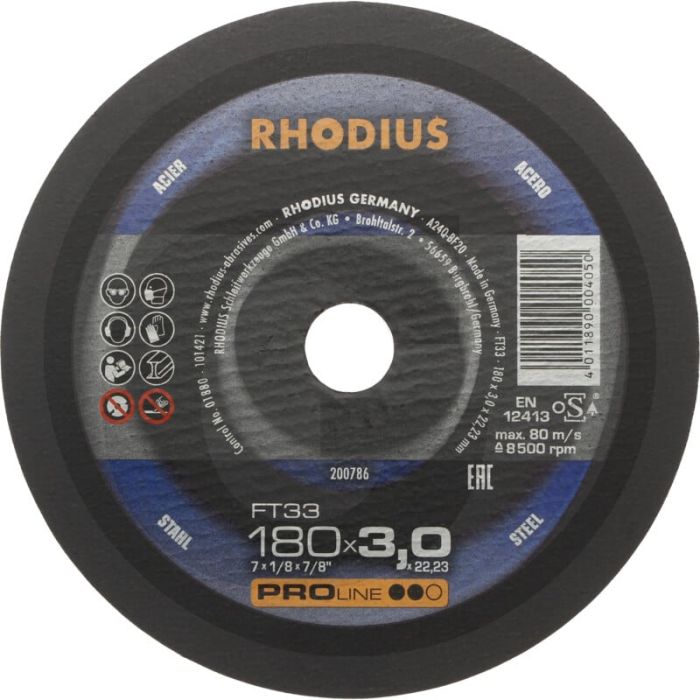 Disque à tronçonner Rhodius rhodius ft33 ft33 - Ø 230 x 3 mm - 6 650 tr/min Disque à tronçonner Rhodius rhodius ft33 ft33 - Ø 230 x 3 mm - 6 650 tr/min