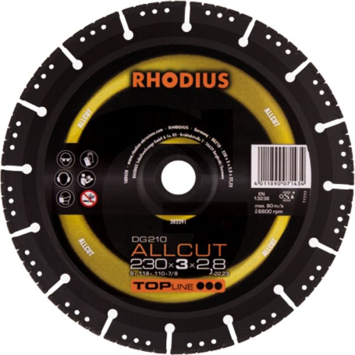Rhodius rhodius diamant doorslijpschijf dg210 allcut dg210 allcut - Ø 230mm x 2,8mm x 22,2mm Rhodius rhodius diamant doorslijpschijf dg210 allcut dg210 allcut - Ø 230mm x 2,8mm x 22,2mm
