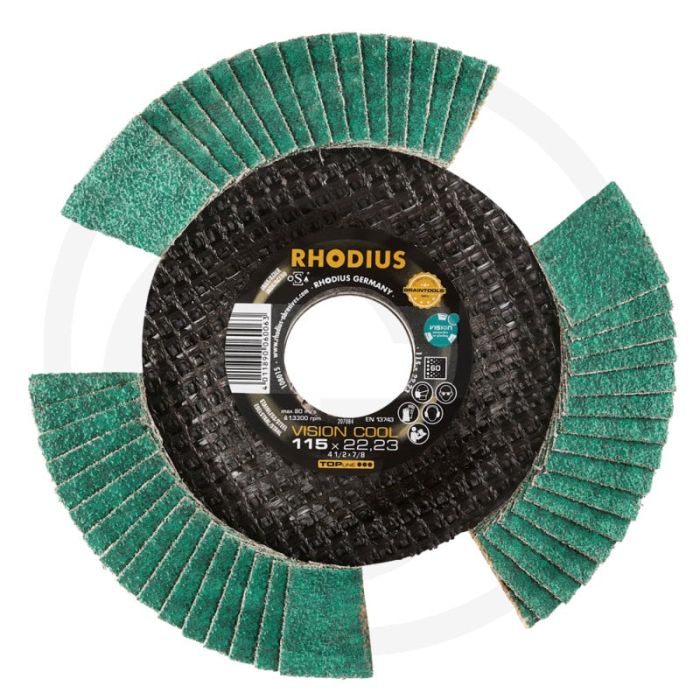 Rhodius lamellenschijf met kijkvenster lsz f vision - schuin, 60 korrelgrootte, Ø115mm Rhodius lamellenschijf met kijkvenster lsz f vision - schuin, 60 korrelgrootte, Ø115mm