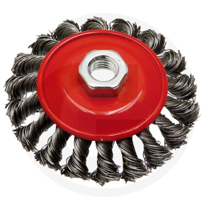 Ks tools kegelvormige ronde borstel van staaldraa gevlochten, staaldraad 0,5 mm - voor haakse slijpers - 115 mm Ks tools kegelvormige ronde borstel van staaldraa gevlochten, staaldraad 0,5 mm - voor haakse slijpers - 115 mm