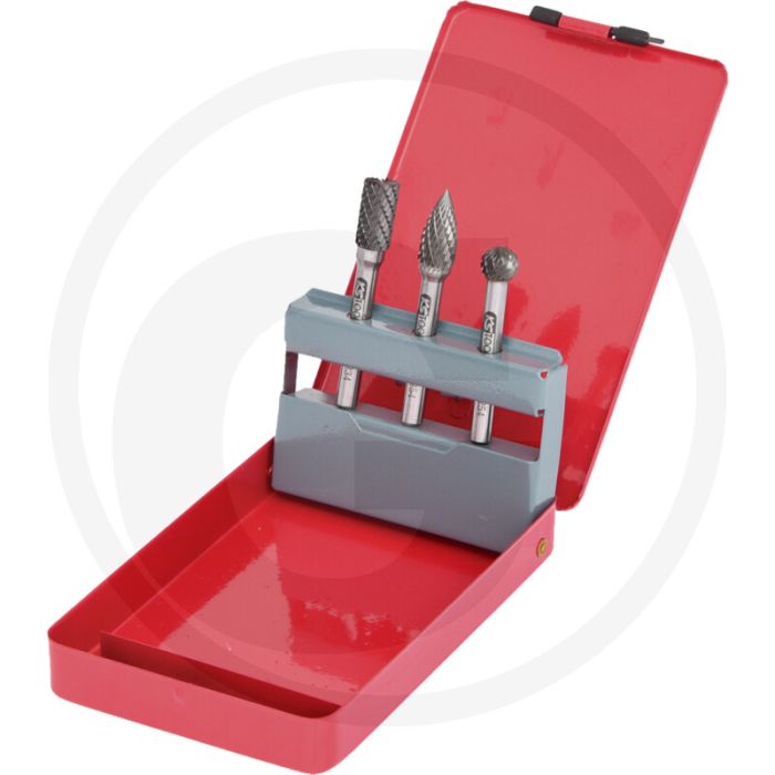 Ks tools hm freesstiften-set in plaatstalen cassette 3-delig - 10 mm snijbreedte