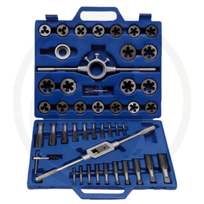 Draadtapset inch 45-delig in kunststof cassette met diverse maten en accessoires