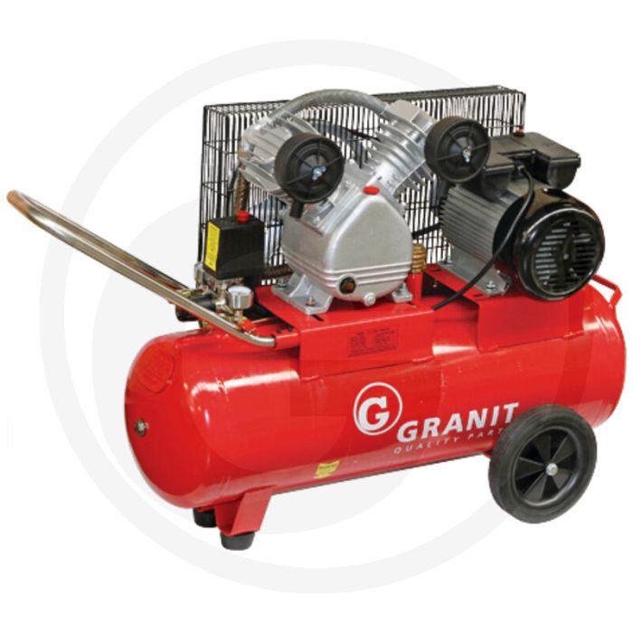 Twin zuigercompressor 50 liter, 8 bar - mobiel - 240 l/min.