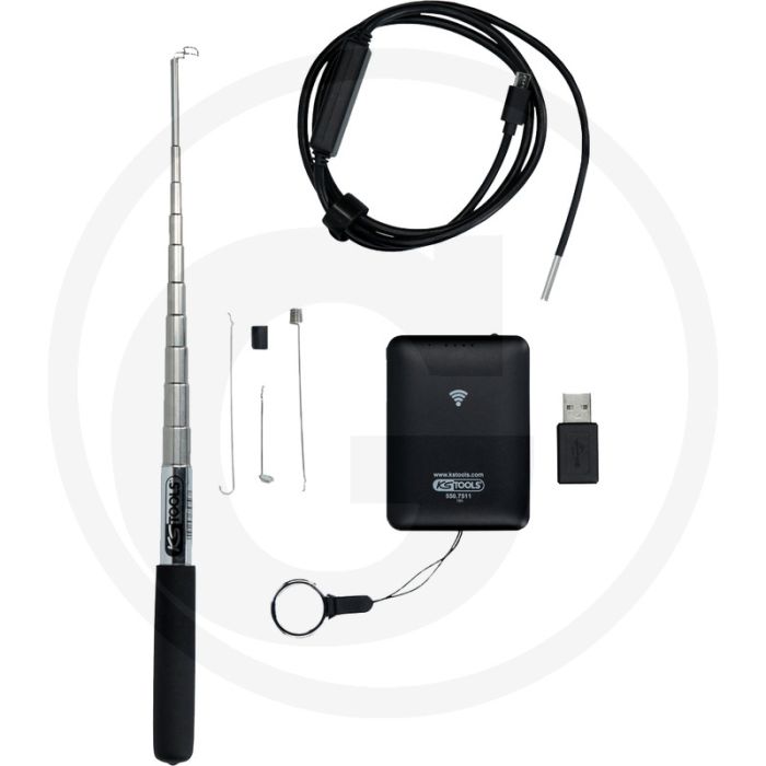 Ks tools wifi-videoscoopset, 7-delig Ø 3,9 mm - draadloos en hd met 4 led's