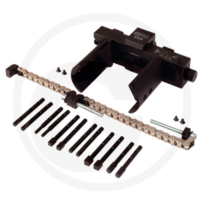 Ks tools variomoer- en naafkappensleutelset, zwar 14-delig, inclusief spanketting - zware uitvoering Ks tools variomoer- en naafkappensleutelset, zwar 14-delig, inclusief spanketting - zware uitvoering