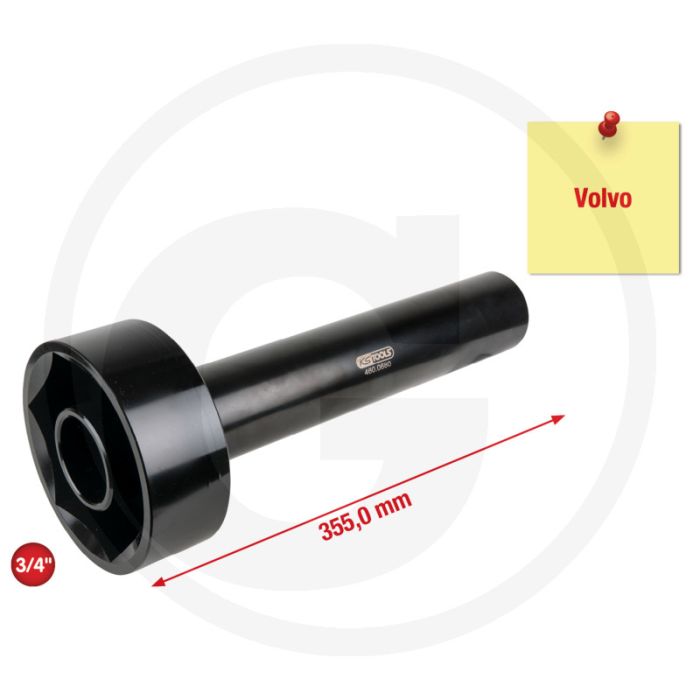 Ks tools volvo achsmuttern-schlüssel mit führungsrohr - 6-kant, 3/4", extra lange ausführung