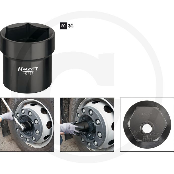 Hazet bedrijfswagens oliedoppen / asmoer-dopsleutel, 6-kant - passend voor iveco, mb, bpw - sleutelmaat 95mm