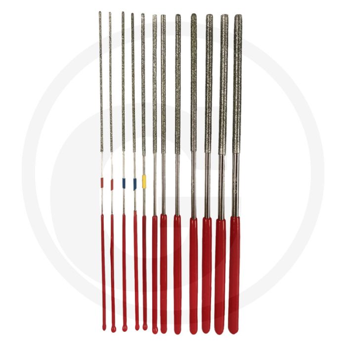 Set de limes rondes diamantées "mirco" 12 pièces - diamètre : 0.762 - 3.048 mm
