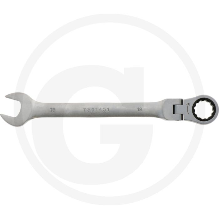 Black edition scharnier-ratelsleutel 19 mm - 180° kantelbare ratelring met 72 tanden