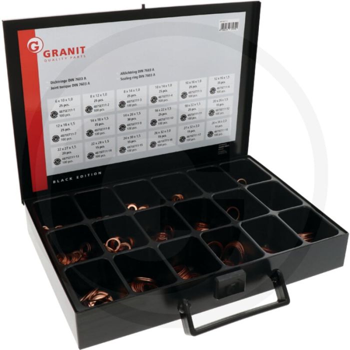 Black Edition schwarzes Sortiment von Dichtungsringen 390-teilig - 6 x 10 x 1 bis 28 x 34 x 2 mm