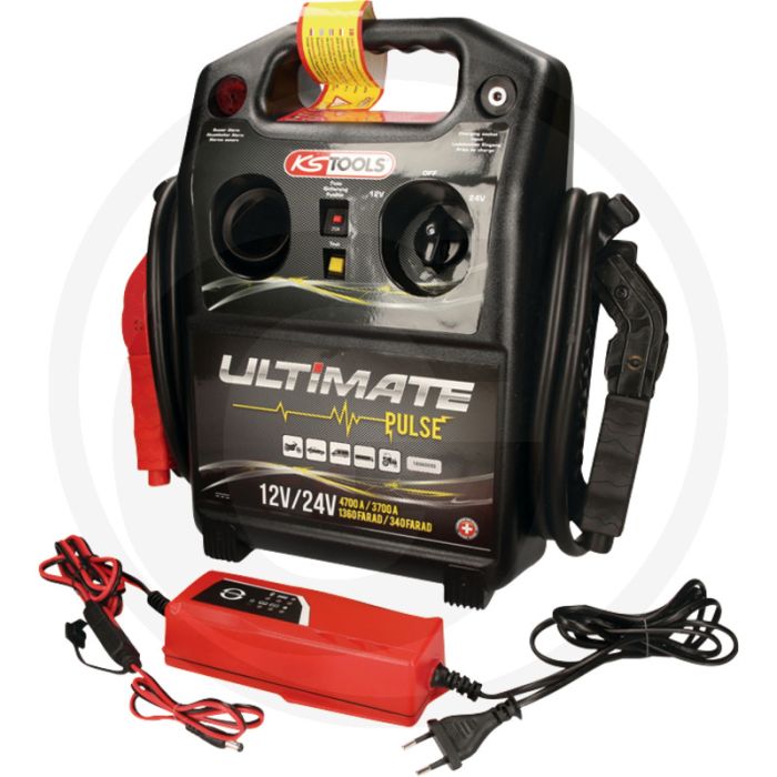 Ks tools 12 v / 24 v kondensator-booster - mobiles starthilfegerät mit 1000a batterieklemmen