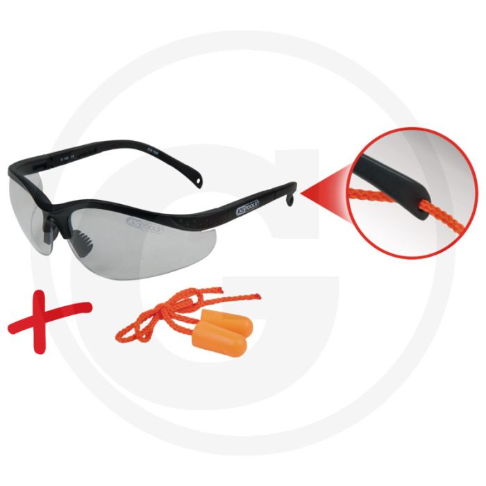 Ks tools schutzbrille-transparent, mit ohrstöpsel - sportliches design, uv-schutz, kratzfest Ks tools schutzbrille-transparent, mit ohrstöpsel - sportliches design, uv-schutz, kratzfest