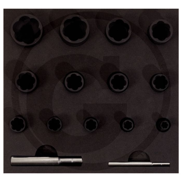 Ks tools 1/4"+1/2" spiraal-profiel-dopsleutel-set, 15-delig - twist socket profiel met spiralnuten