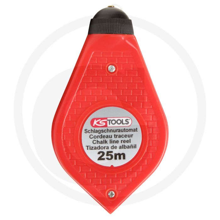 Ks tools markeringstouw, 25m met kurbel en 150g markierungskreide